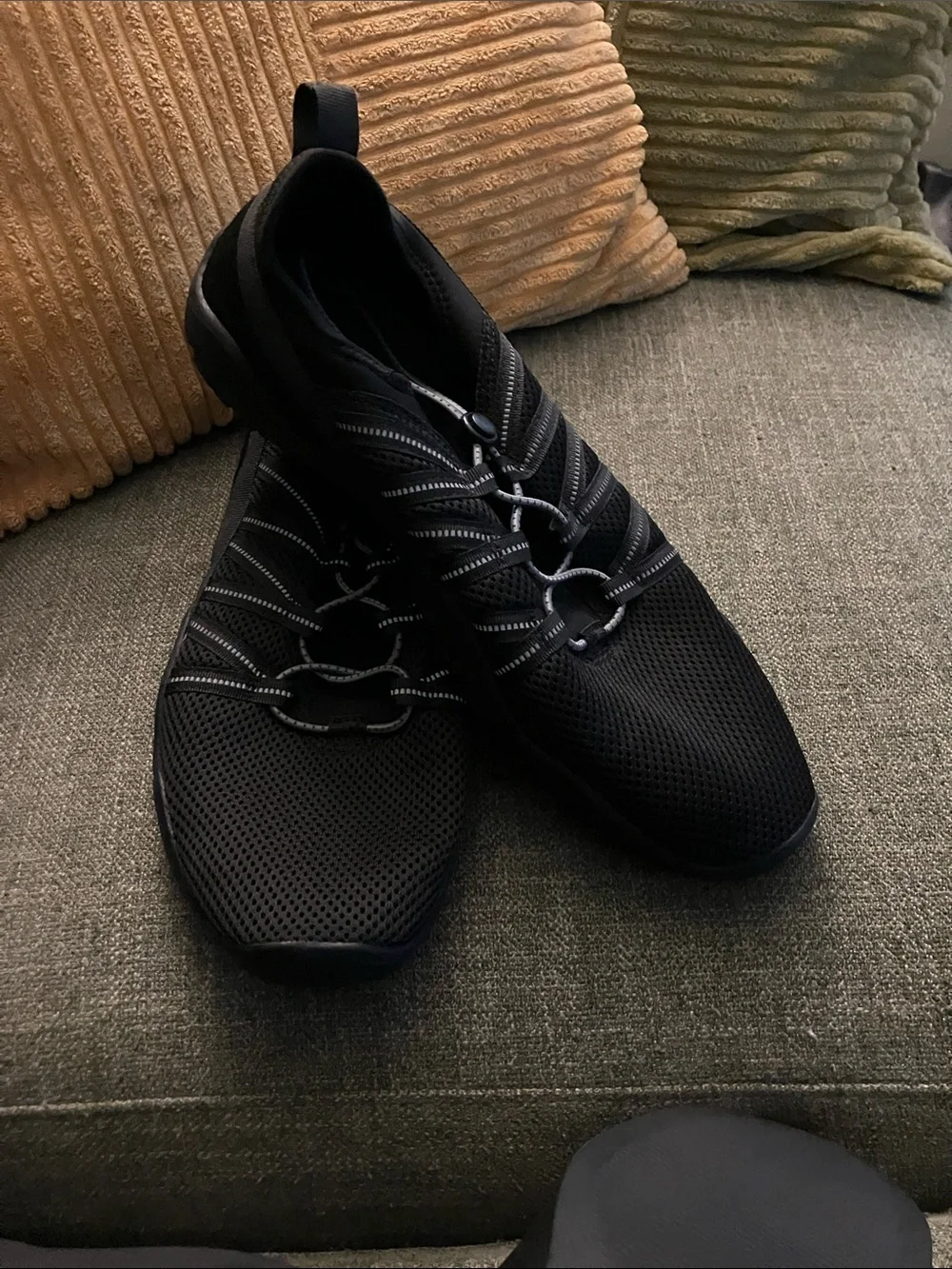 all in motion Black Mesh Elastic-Lace Slip-On Boat Shoes